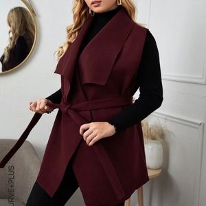 SHEIN Plus size Belted Drape-Front Longline Vest